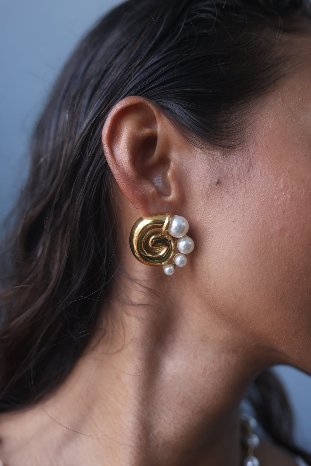 Pearl Spiral Earrings